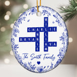 Family Toile Scrabble - Personalized Ceramic Ornament