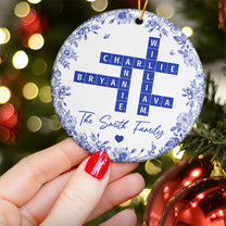Family Toile Scrabble - Personalized Ceramic Ornament