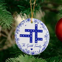 Family Toile Scrabble - Personalized Ceramic Ornament