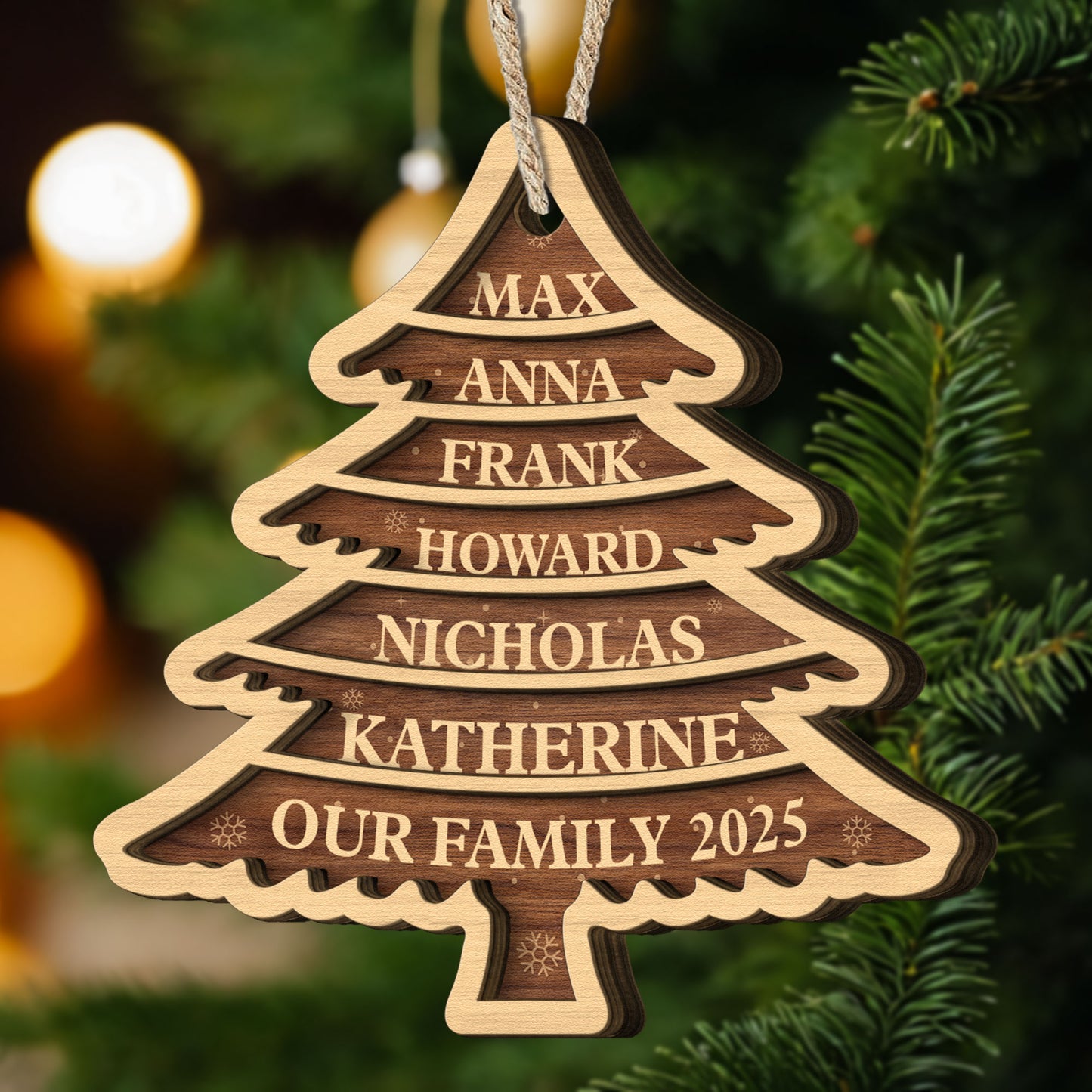 Family Tree 2025 - Personalized Wooden Ornament