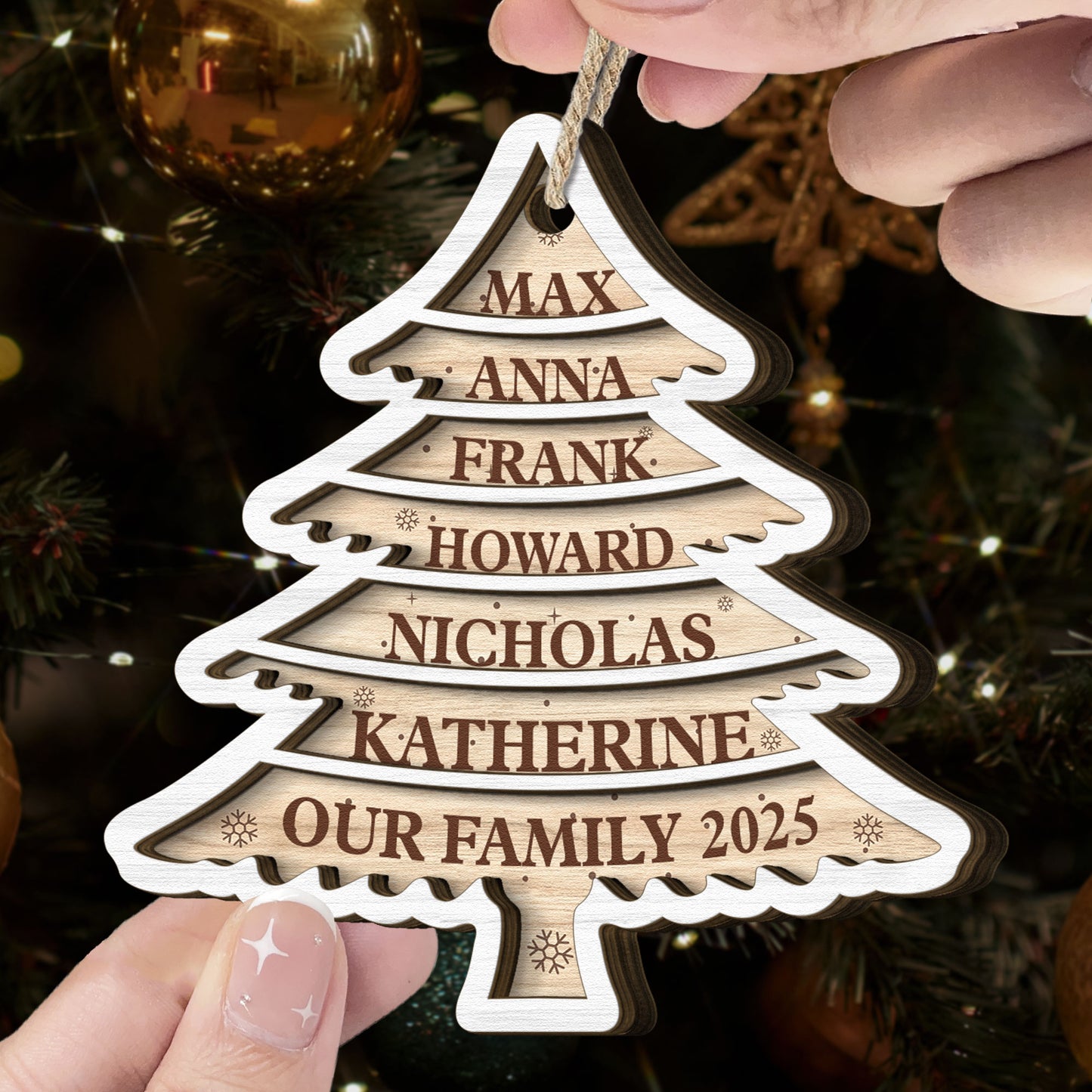 Family Tree 2025 - Personalized Wooden Ornament