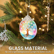Family Tree Of Life Custom With Names - Personalized Glass Ornament With Silver Cap