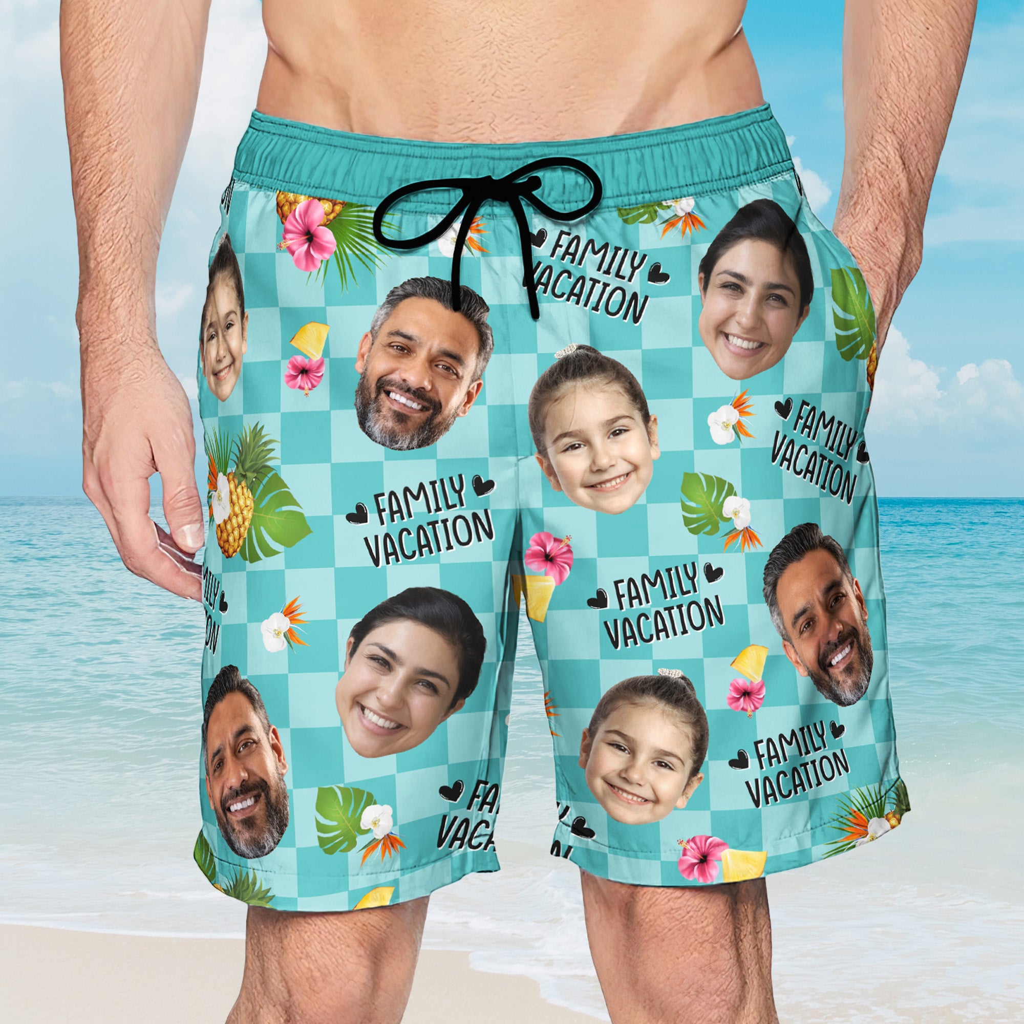 Family Vacation -  Personalized Photo Men's Beach Shorts