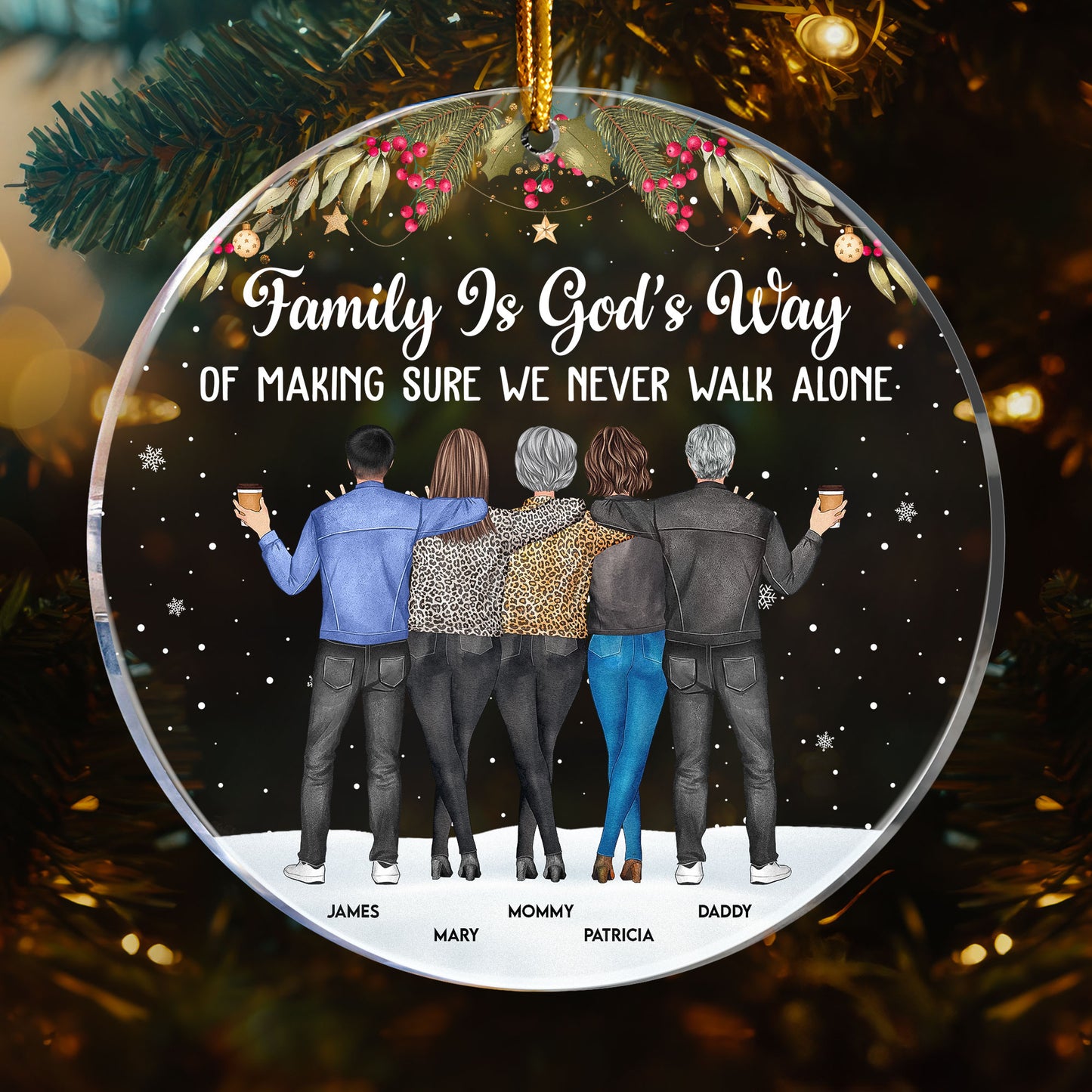 Family We Never Walk Alone - Personalized Acrylic Ornament