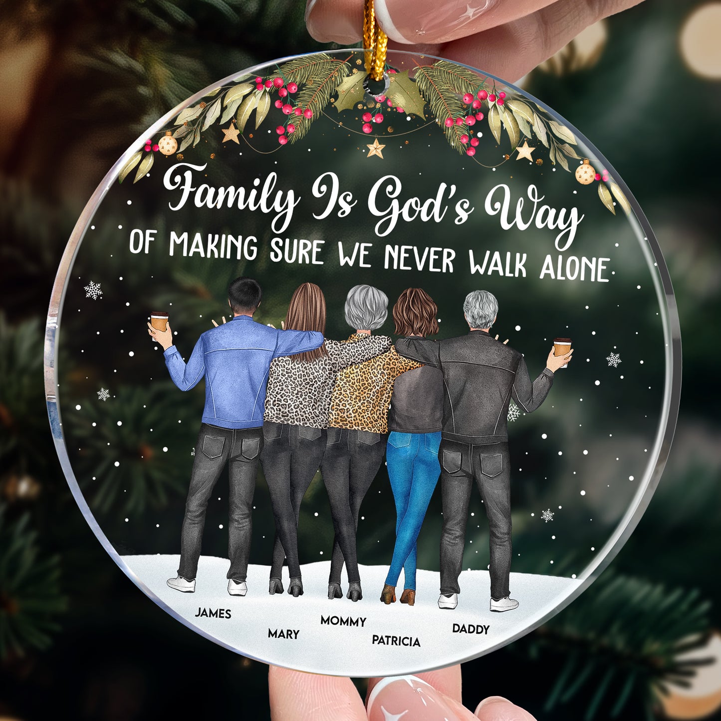 Family We Never Walk Alone - Personalized Acrylic Ornament