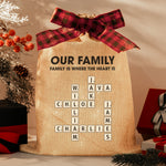 Family Is Where The Heart Is - Personalized Lighted Burlap Sack