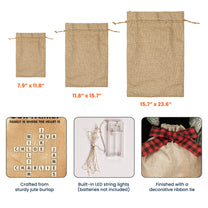 Family Is Where The Heart Is - Personalized Lighted Burlap Sack