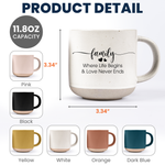 Family Where Life Begins & Love Never Ends - Personalized Pottery Mug