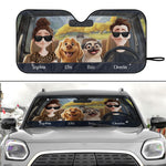 Family & Dogs In The Car Funny - Personalized Car Sun Shade