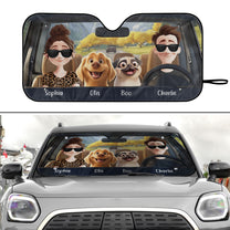 Family & Dogs In The Car Funny - Personalized Car Sun Shade