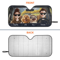 Family & Dogs In The Car Funny - Personalized Car Sun Shade