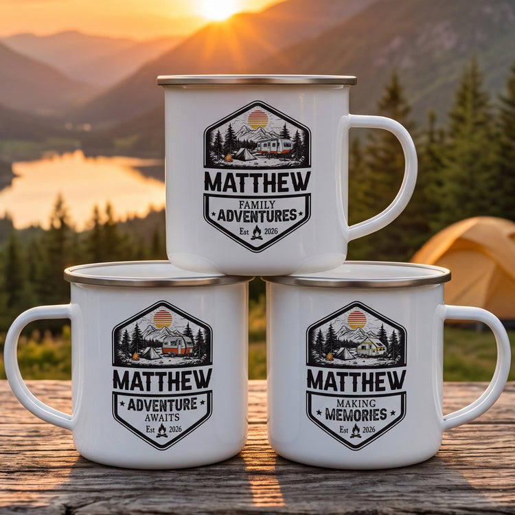 Family-Adventures-Camping-Mug,-Lake-Friends-Trip,-Camper-Enamel-Mug-Personalized-Mugs1