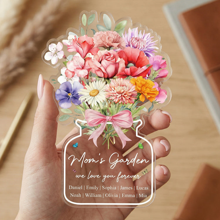 Family-Birth-Flower-Bouquet-Flowers-Gift-For-Mom,-Grandma,-Family-Personalized-Acrylic-Plaque-4