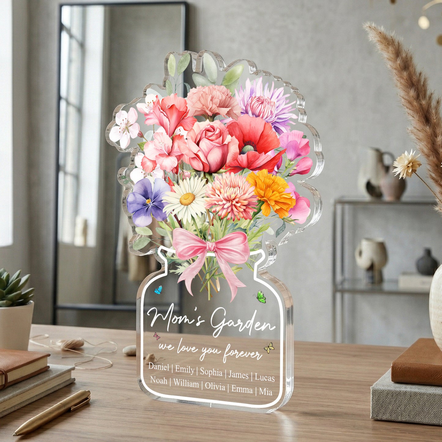 Family-Birth-Flower-Bouquet-Flowers-Gift-For-Mom,-Grandma,-Family-Personalized-Acrylic-Plaque-5