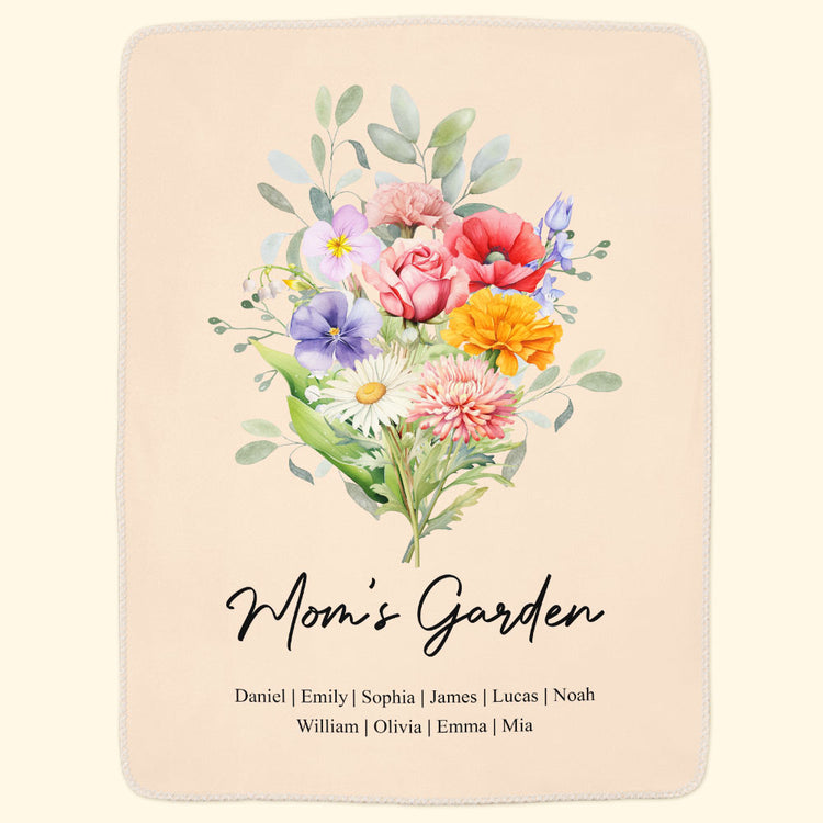 Family-Birth-Flower-Bouquet-Flowers-Gift-For-Mom,-Grandma,-Family-Personalized-Blanket-2