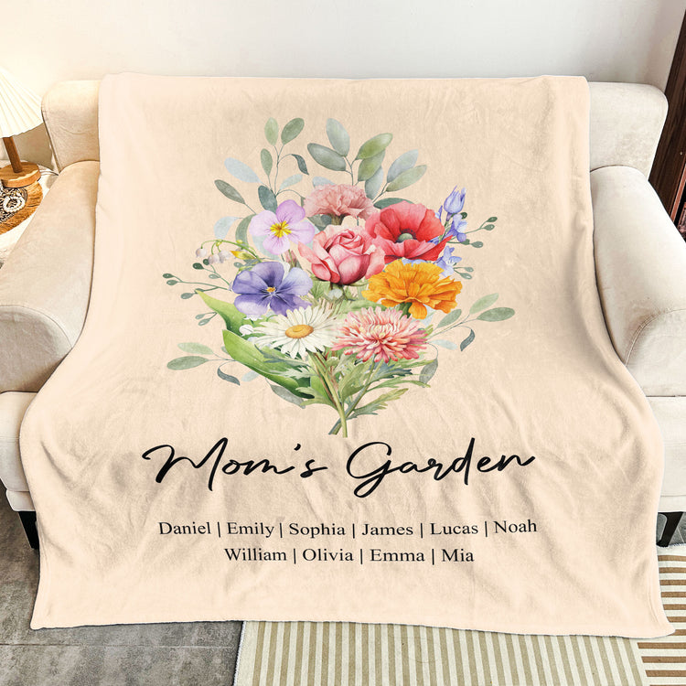 Family-Birth-Flower-Bouquet-Flowers-Gift-For-Mom,-Grandma,-Family-Personalized-Blanket-3