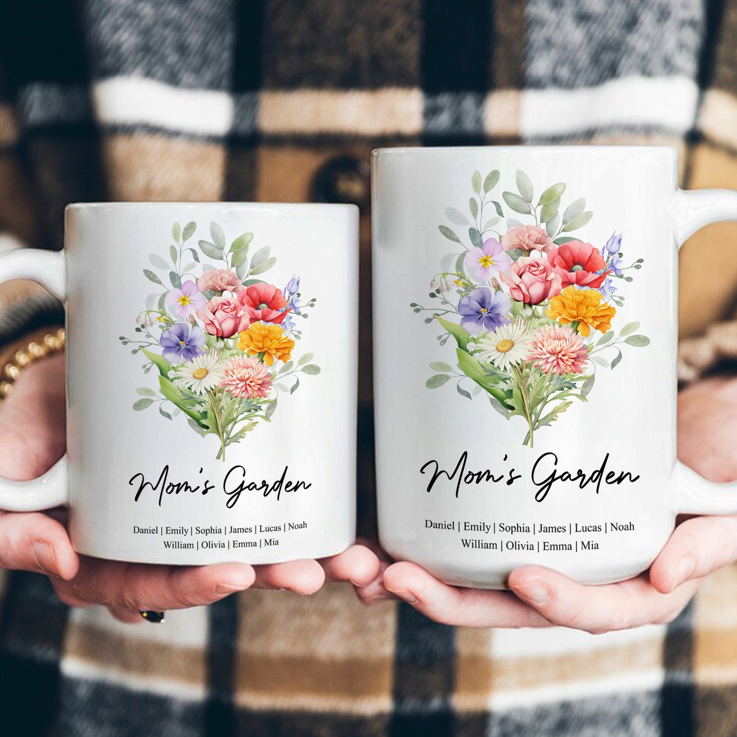 Family-Birth-Flower-Bouquet-Flowers-Gift-For-Mom,-Grandma,-Family-Personalized-Mug-4