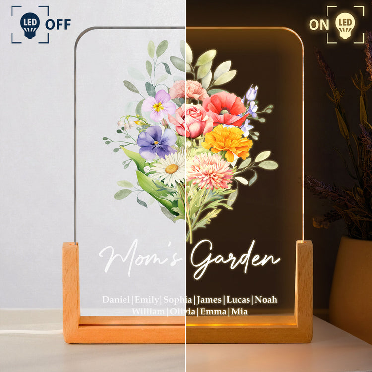 Family-Birth-Flower-Bouquet-Flowers-Gift-For-Mom,-Grandma,-Family-Personalized-Night-Light-3