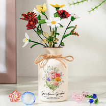 Family-Birth-Flower-Bouquet-Flowers-Gift-For-Mom,-Grandma,-Family-Personalized-Vase-1