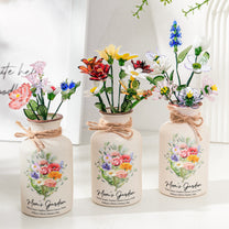 Family-Birth-Flower-Bouquet-Flowers-Gift-For-Mom,-Grandma,-Family-Personalized-Vase-2
