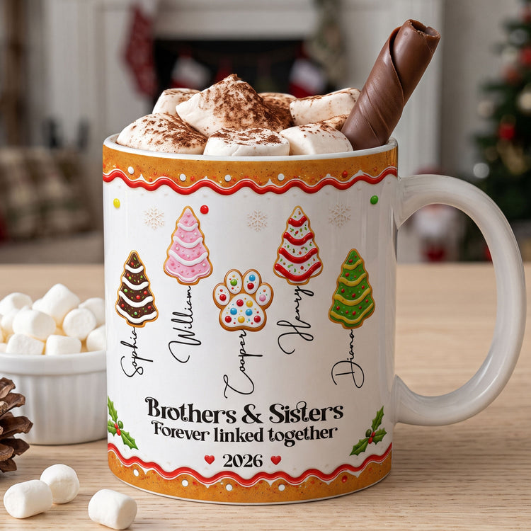 Family-Forever,-Family-Of-3,4,5,6-First-Christmas-Gingerbread-Style-Personalized-Mug-2