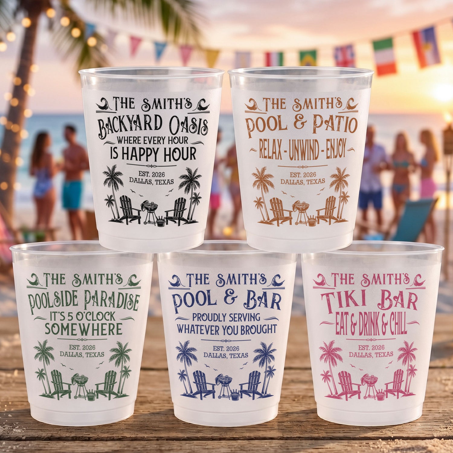 Family-&-Friends-Pool-&-Bar-Party-Favors,-Proudly-Serving-Whatever-You-Brought-Summer-Vacation-Personalized-Cups-1
