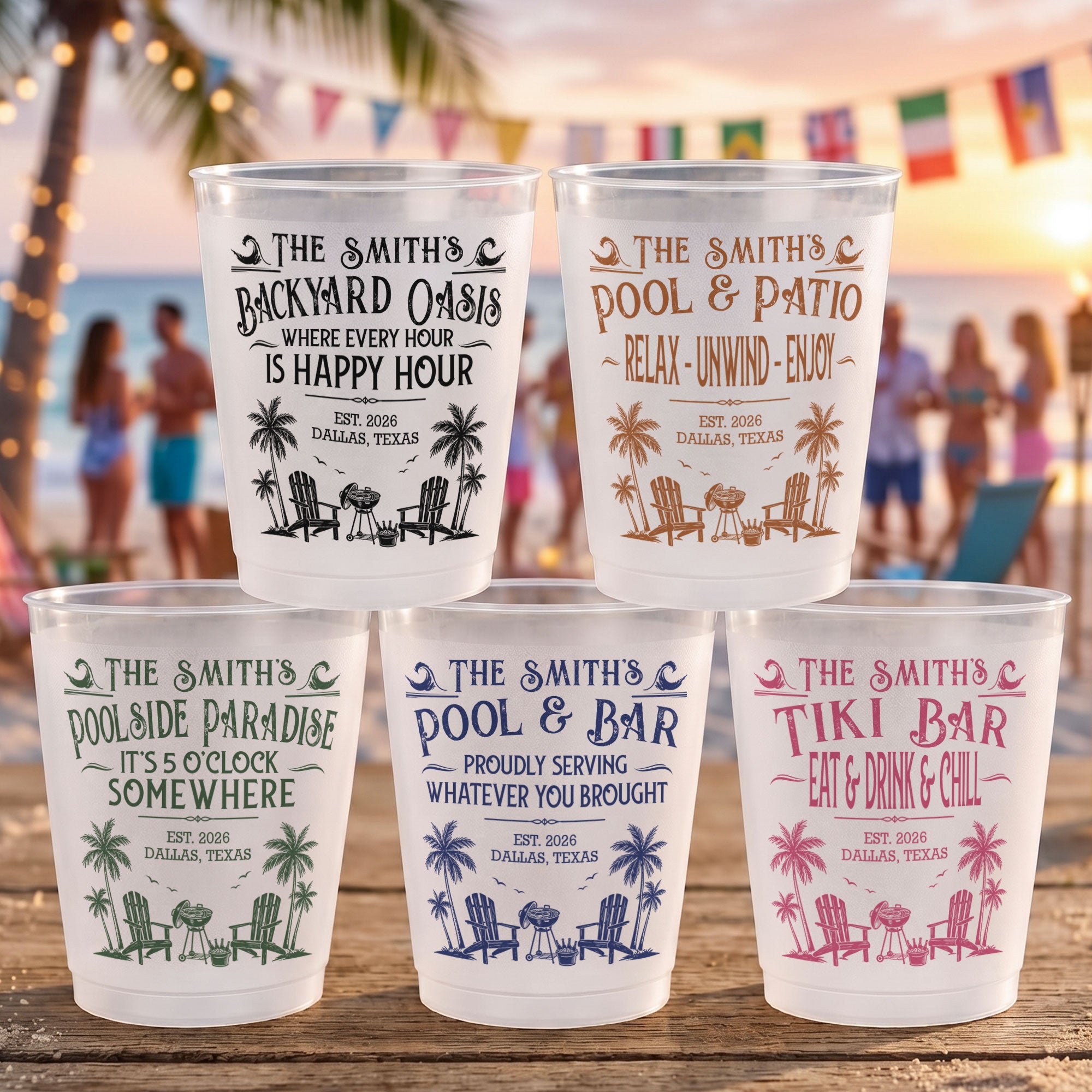 Family-&-Friends-Pool-&-Bar-Party-Favors,-Proudly-Serving-Whatever-You-Brought-Summer-Vacation-Personalized-Cups-1