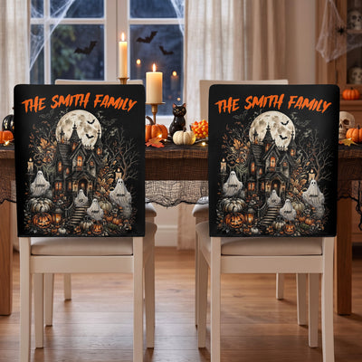 Family Horror Haunted House - Personalized Chair Back Cover