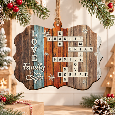 Family Love - Custom Name Crosswords For Siblings - Personalized Ornament