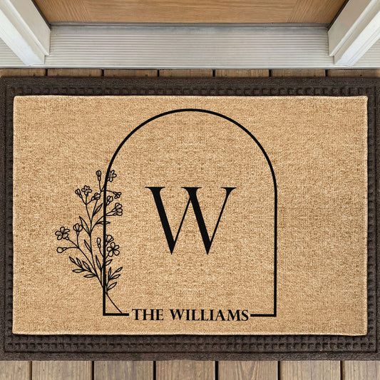 Family_Name_With_Floral_Personalized_Doormat_1