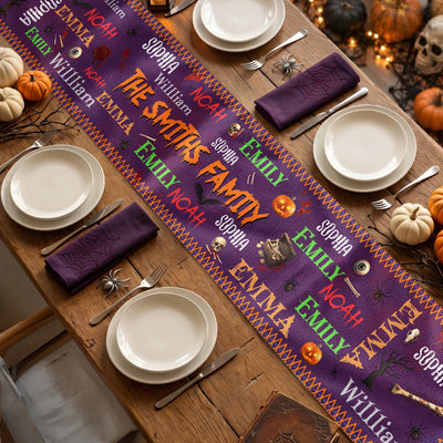 Family Name Word Halloween Theme - Personalized Table Runner