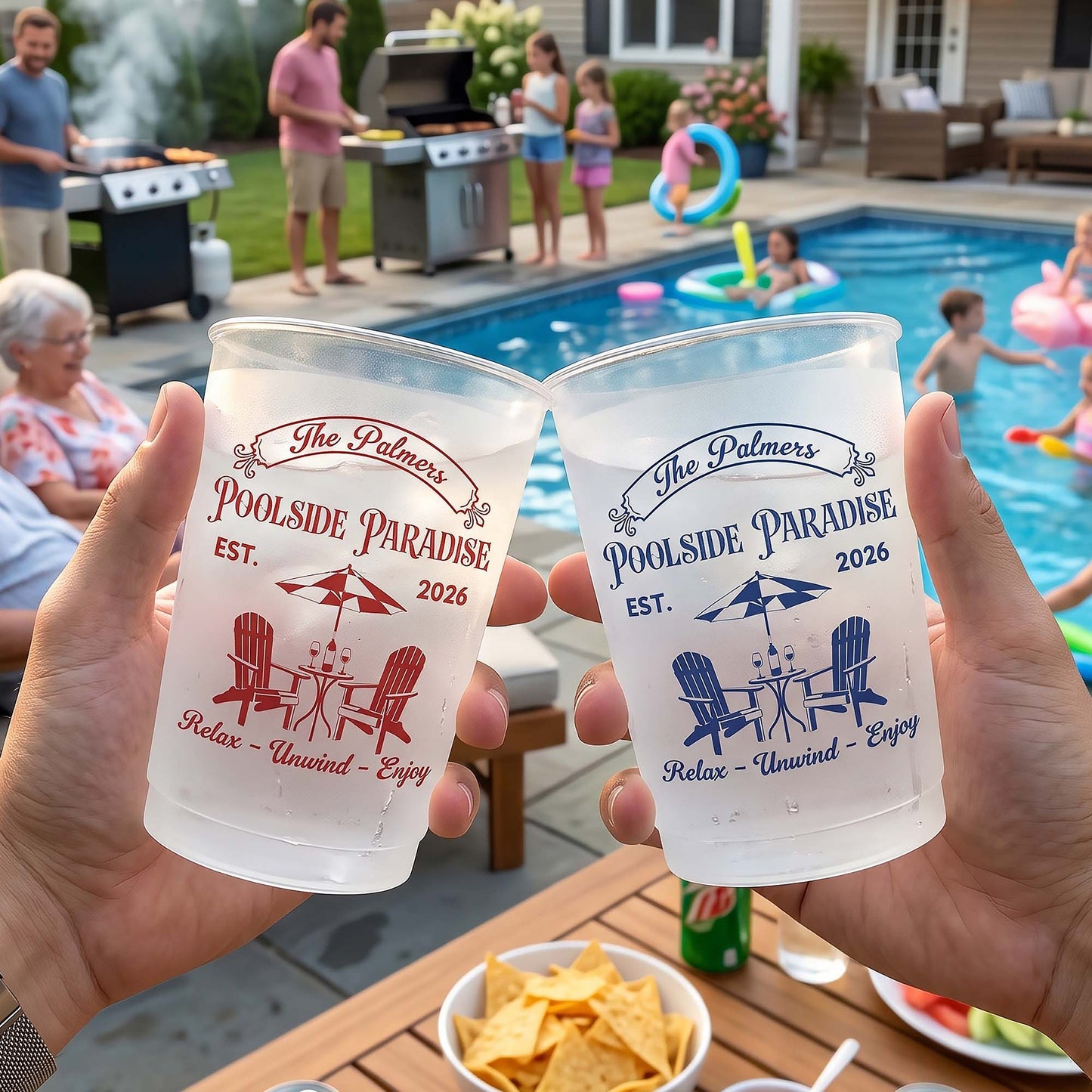 Family-Pool-&-Patio-Party-Favors,-Poolside-Paradise--For-Family,-Cousins,-Friends-Vacation-Personalized-Cups-1