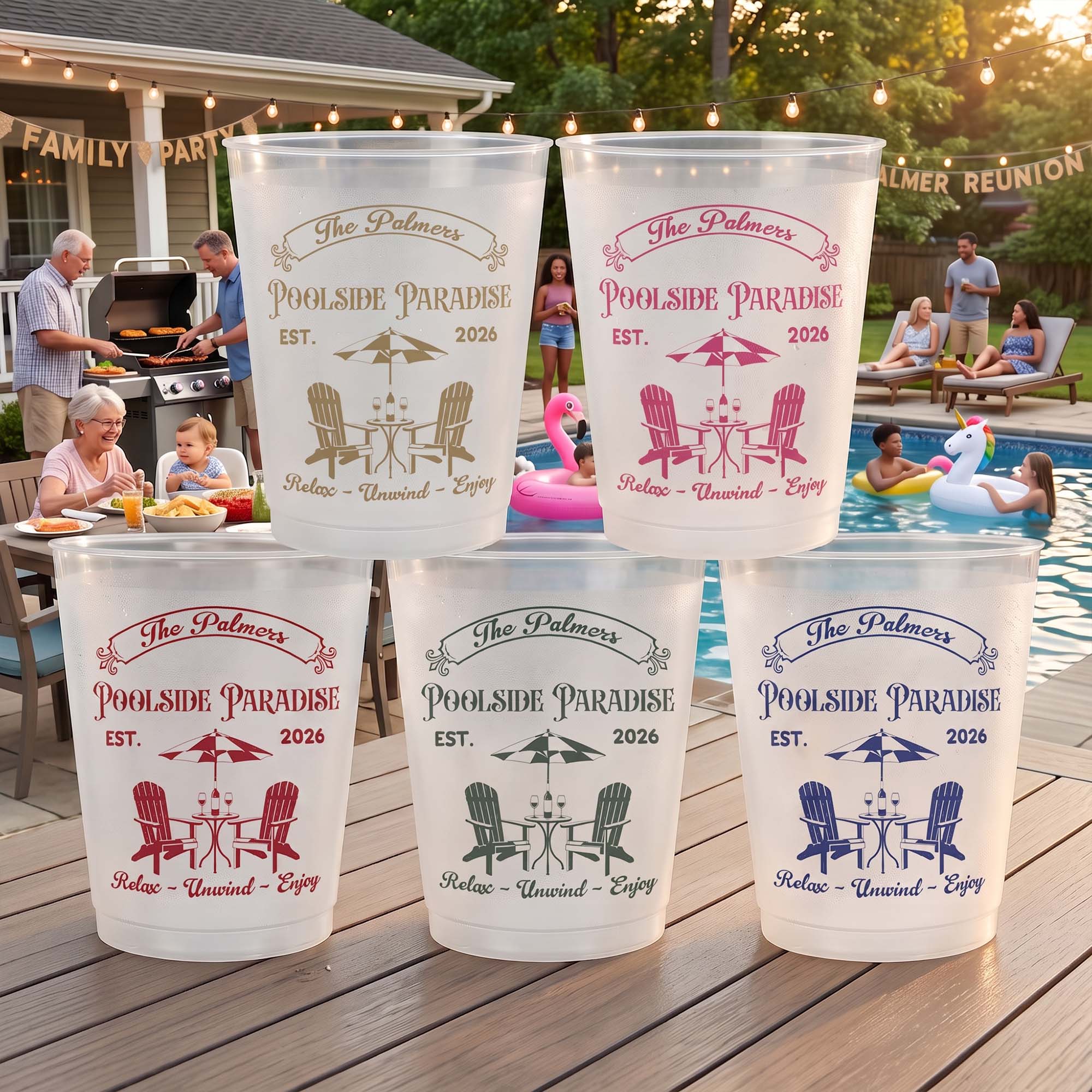 Family-Pool-&-Patio-Party-Favors,-Poolside-Paradise--For-Family,-Cousins,-Friends-Vacation-Personalized-Cups-2