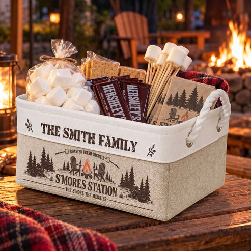 Family S’Mores Campfire Fire Pit Basket For Camping - Personalized ...