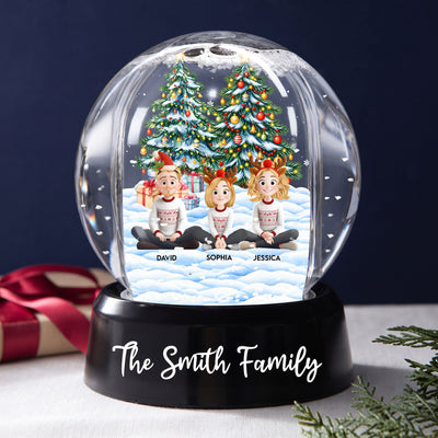 Family Sitting Festive Our Christmas Together - Personalized Snow Globe