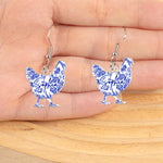 Farm Animals Toile De Jouy Chicken Cow Donkey Pig - Personalized Acrylic Earrings