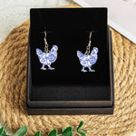 Farm Animals Toile De Jouy Chicken Cow Donkey Pig - Personalized Acrylic Earrings