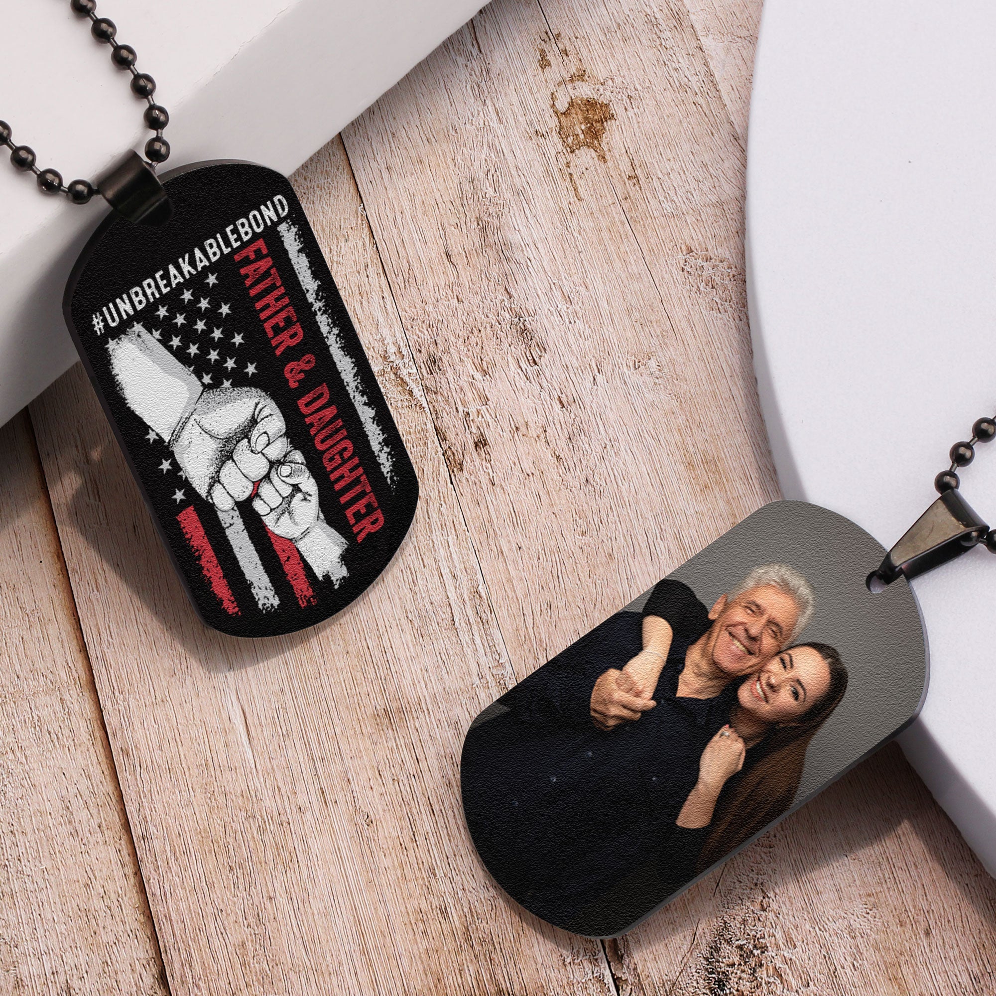 Father And Daughter #Unbreakablebond - Personalized Photo Dog Tag Necklace