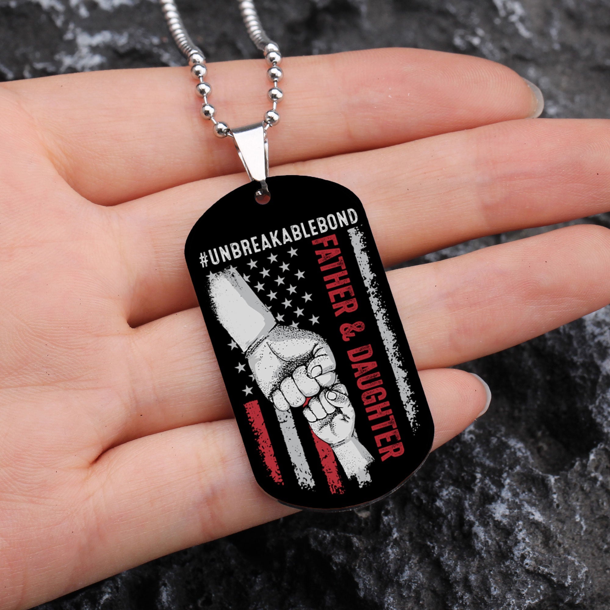 Father And Daughter #Unbreakablebond - Personalized Photo Dog Tag Necklace