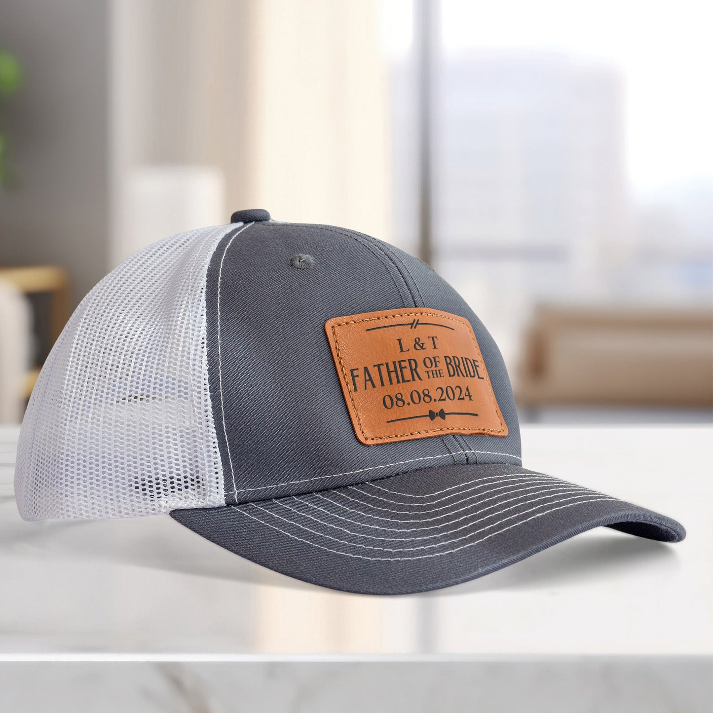 Father Of The Bride - Personalized Leather Patch Hat