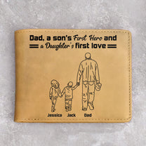 Father & Daughters Sons Unbreakable Bond Drawing Photo - Personalized Photo Leather Wallet