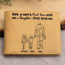 Father & Daughters Sons Unbreakable Bond Drawing Photo - Personalized Photo Leather Wallet