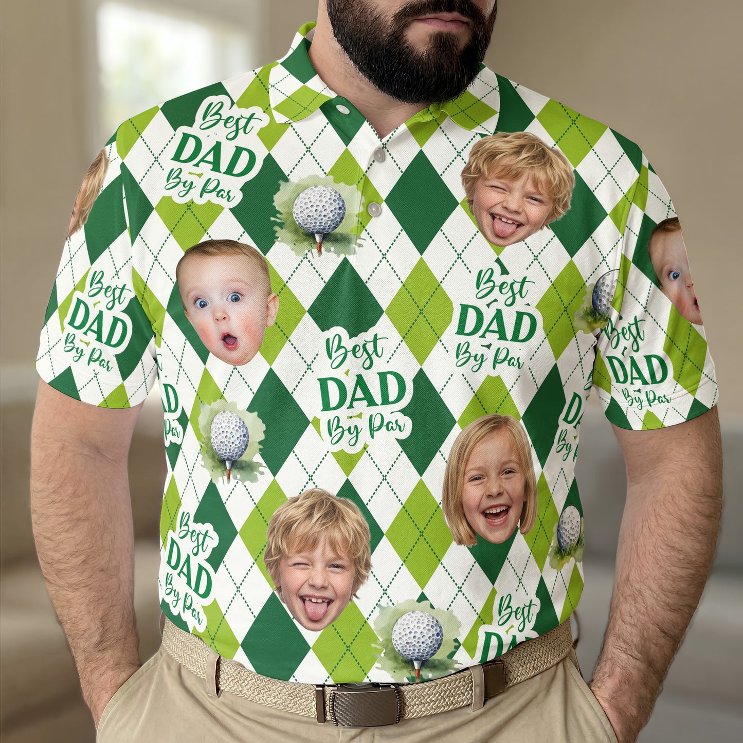 Father'S-Day-Gift,-Best-Dad-By-Par,-Argyle-Pattern-Personalized-Polo-Shirt-2