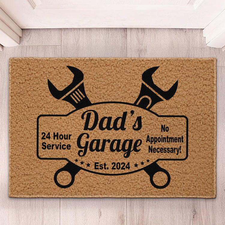 Father'S-Day-Gift,Dad'S-Garage-For-Mechanic-Dad-,Dad-Workshop--Personalized-Doormat-1