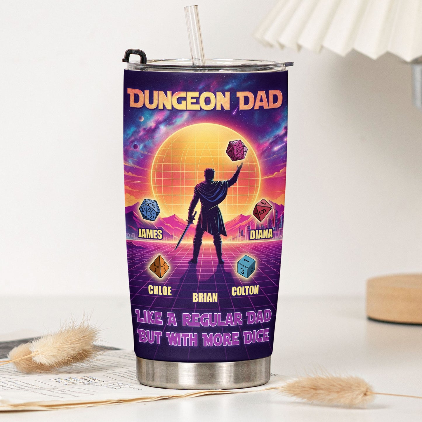 Father'S-Day-Gift-Dungeon-Dad-Like-A-Regular-Dad-With-More-Dice-Personalized-Tumbler-4