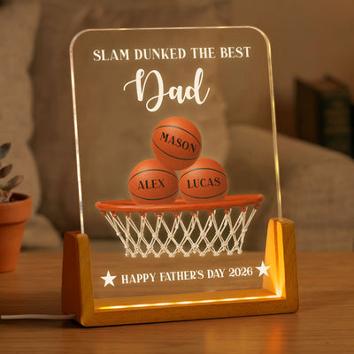 Father's Day Gift For Basketball Dad, Slam Dunked The Best Dad - Personalized Night Light