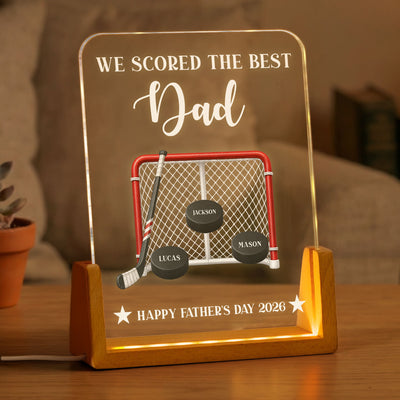 Father's Day Gift For Hockey Dad,We Scored The Best Dad-Daddy Personalized Night Light