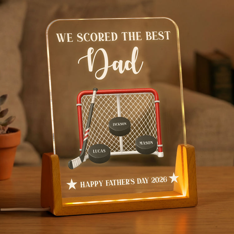 Father'S-Day-Gift-For-Hockey-Dad,We-Scored-The-Best-Dad-Daddy-Personalized-Night-Light-1