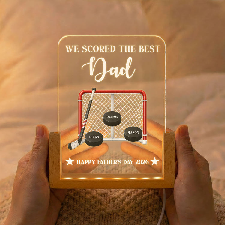 Father'S-Day-Gift-For-Hockey-Dad,We-Scored-The-Best-Dad-Daddy-Personalized-Night-Light-2