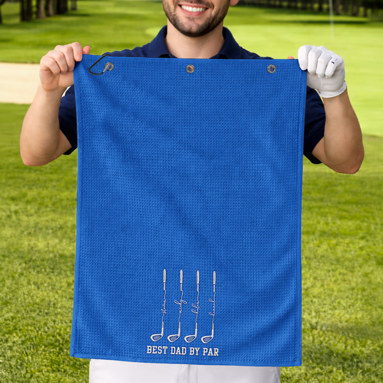 Father'S-Day-Gifts,-Best-Dad-By-Par,-Best-Grandpa-By-Par-Custom-Kids-Name-Personalized-Golf-Towel-2